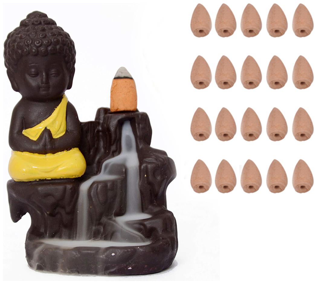 

BG BAZZAR GALI Ceramic Smoke Fountain Assorted Set of 1 Spiritual with Free Cones