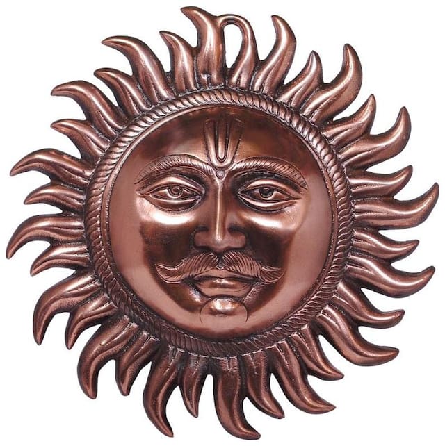 BG Bazzar GaliVastu Dosh Sun Face Surya Suraj Antique Metal Wall Hanging Hindu Religious Idol ( 1Pc.)