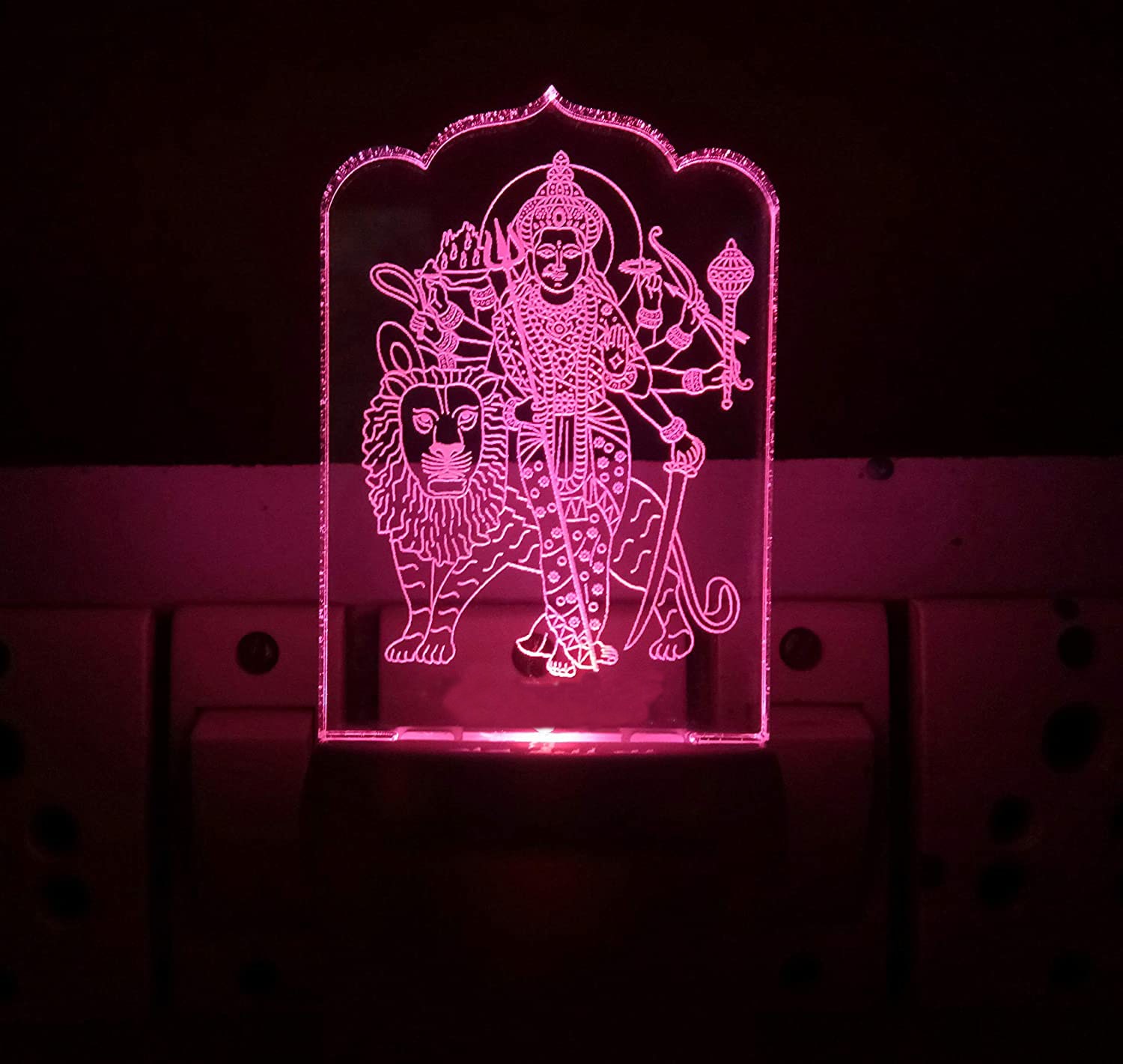 

BG Bazzar Gali Acrylic Shera Wali MATA Vaishno Devi Night Lamp Color Changing LED Table Night Lamp 3D Night Lamp Decoration for Bedroom Living Room Temple Festivals