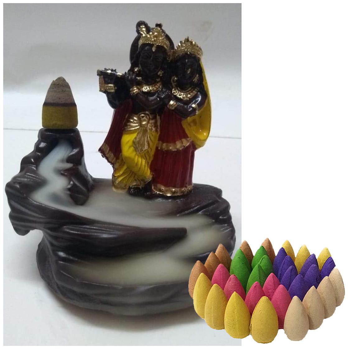 

BG Bazzar Gali Radha Krishna Idol Smoke Fountain with 10 cones Decorative Showpiece for Home Office Decor