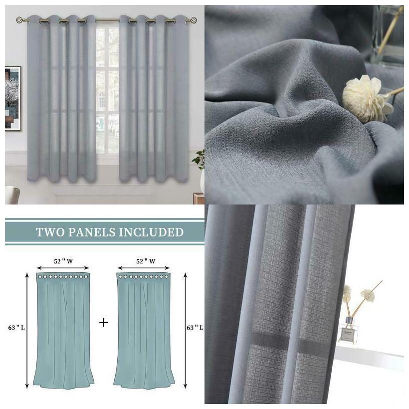 

Bgment Linen Look Semi Sheer Curtains For Bedroom Grommet Light Filtering Casua