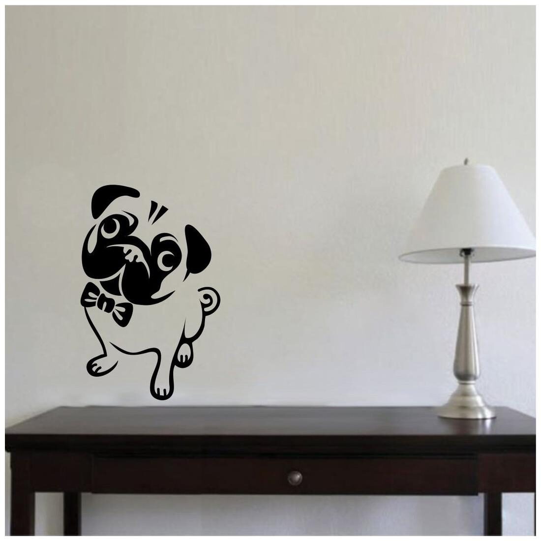

ARWY Decal Cute Pug (Material-Vinyl Wall Coverage Area - Height 37cm X Width 57cm) ( Pack of 1 ) Wall Sticker