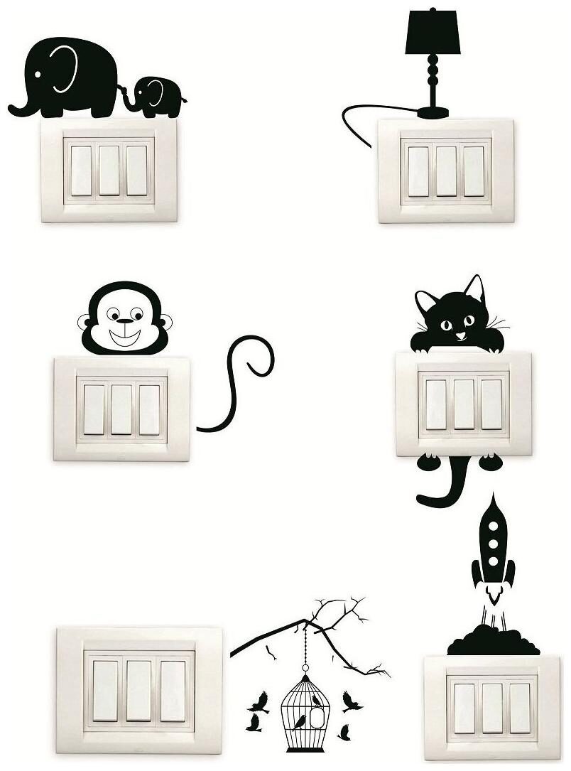 

ARWY Set Of 6 Decorative Beautiful Modern Art Switch Board Stickers