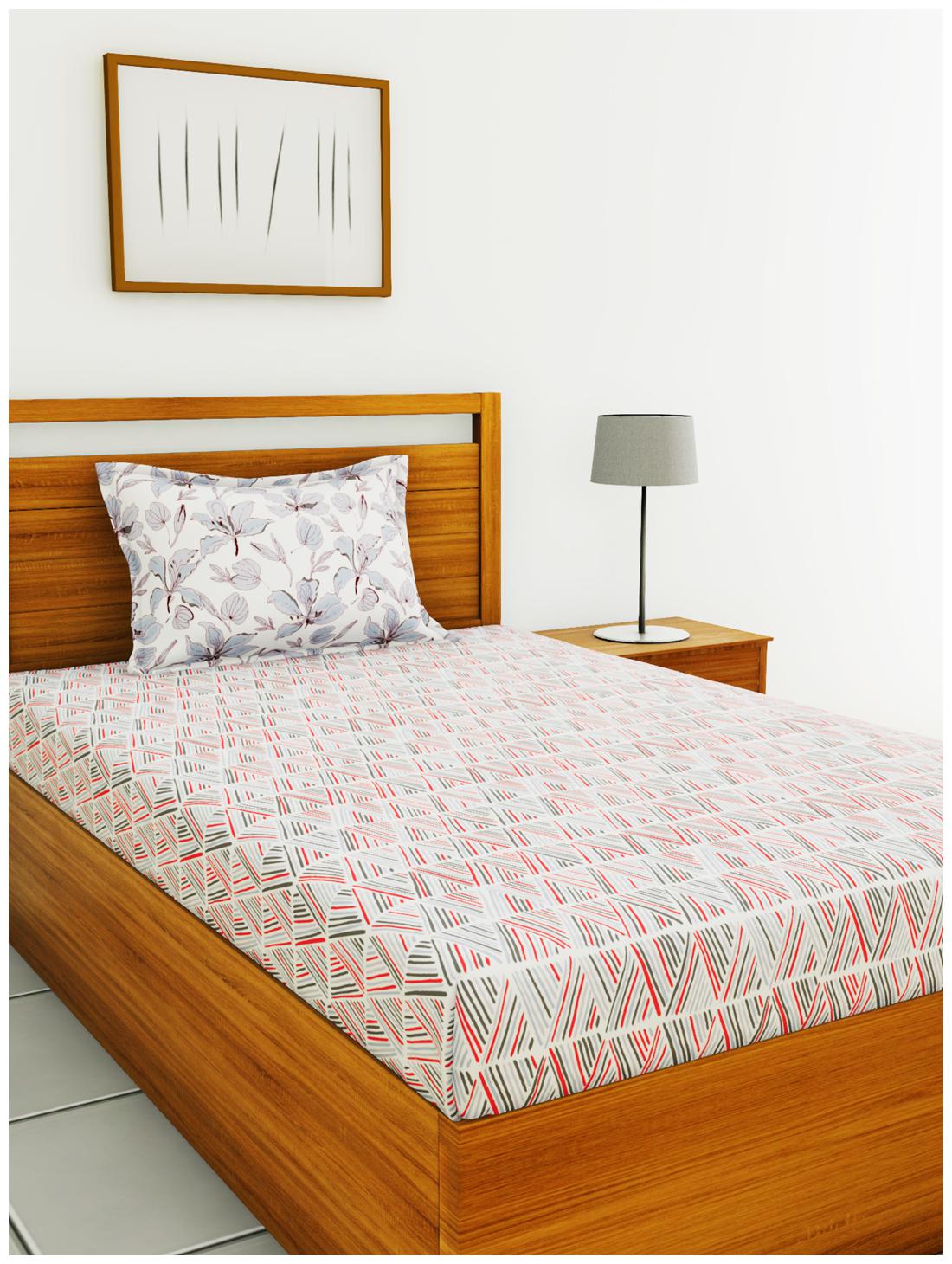 

BIANCA Cotton Abstract Single Size Bedsheet 144 TC ( 1 Bedsheet With 1 Pillow Covers Pink )