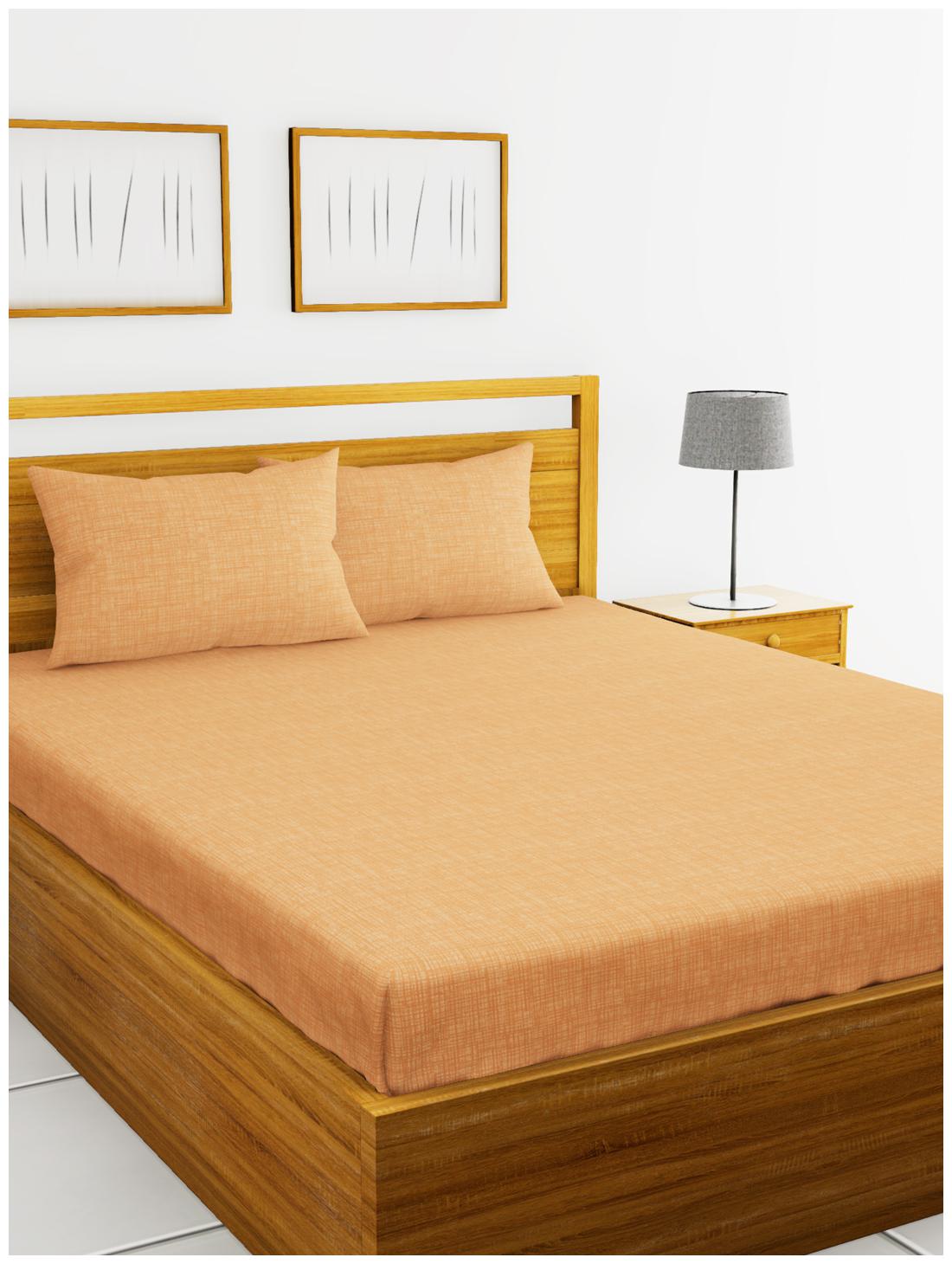 

BIANCA Cotton Solid King Size Bedsheet 144 TC ( 1 Bedsheet With 2 Pillow Covers Orange )