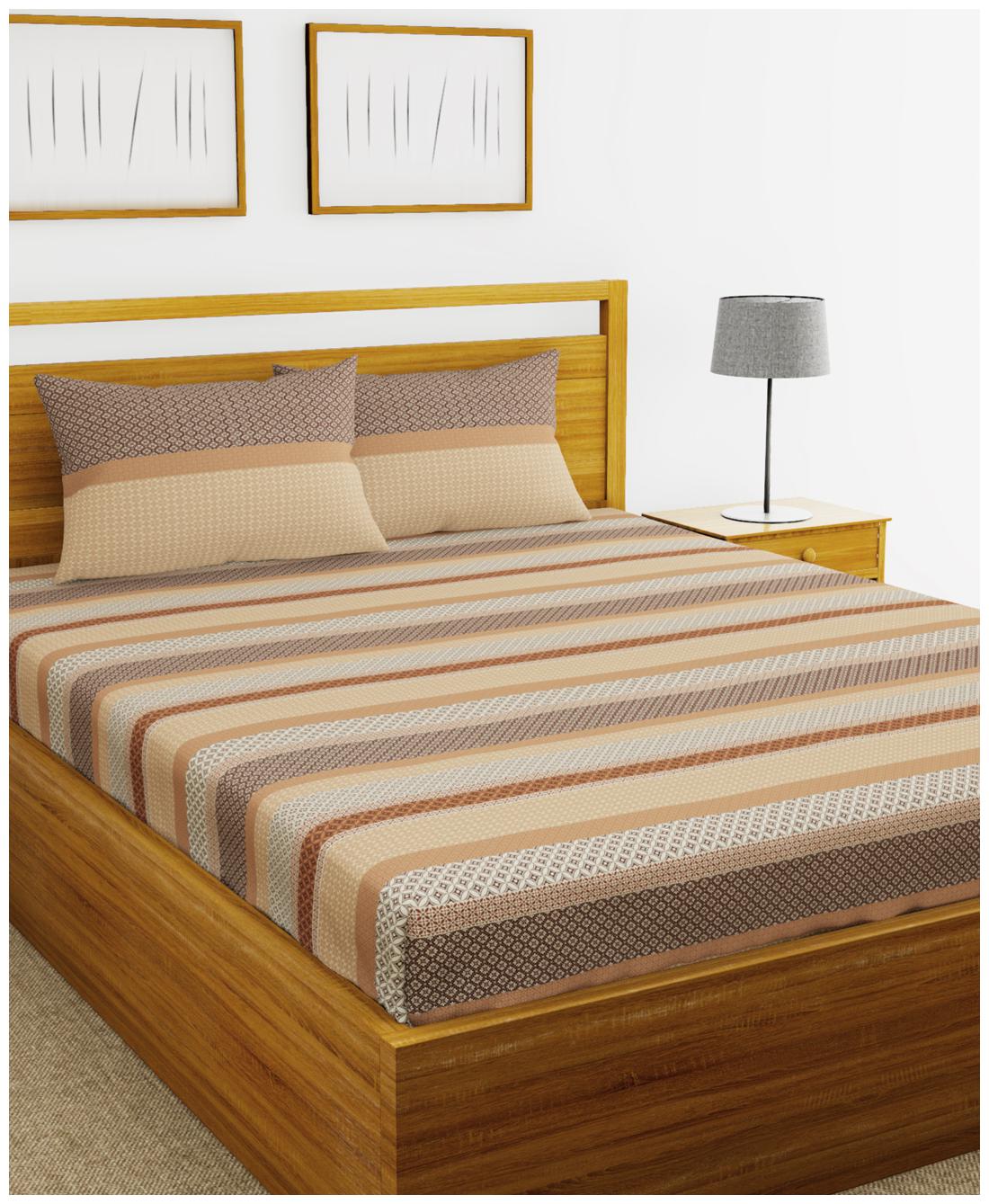 

BIANCA Cotton Striped Double Size Bedsheet 144 TC ( 1 Bedsheet With 2 Pillow Covers Multi )