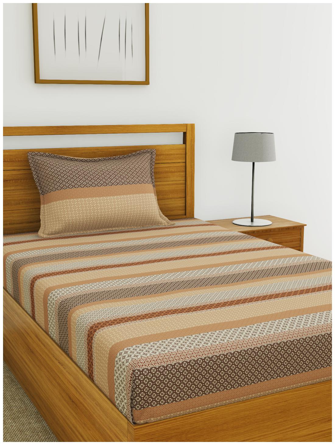 

BIANCA Cotton Striped Single Size Bedsheet 144 TC ( 1 Bedsheet With 1 Pillow Covers Multi )