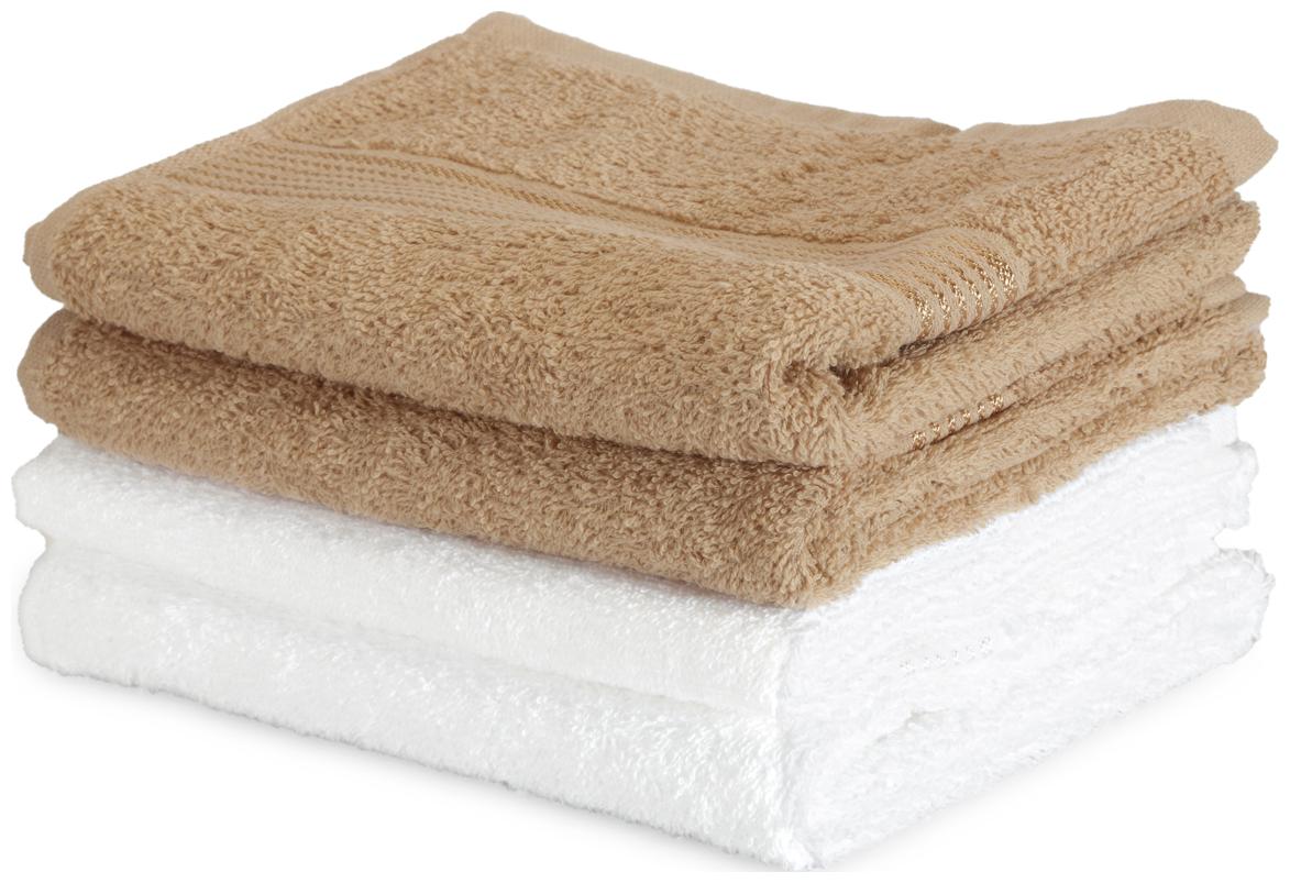 

BIANCA 380 GSM GSM Cotton Hand towel ( 4 pieces Beige White )