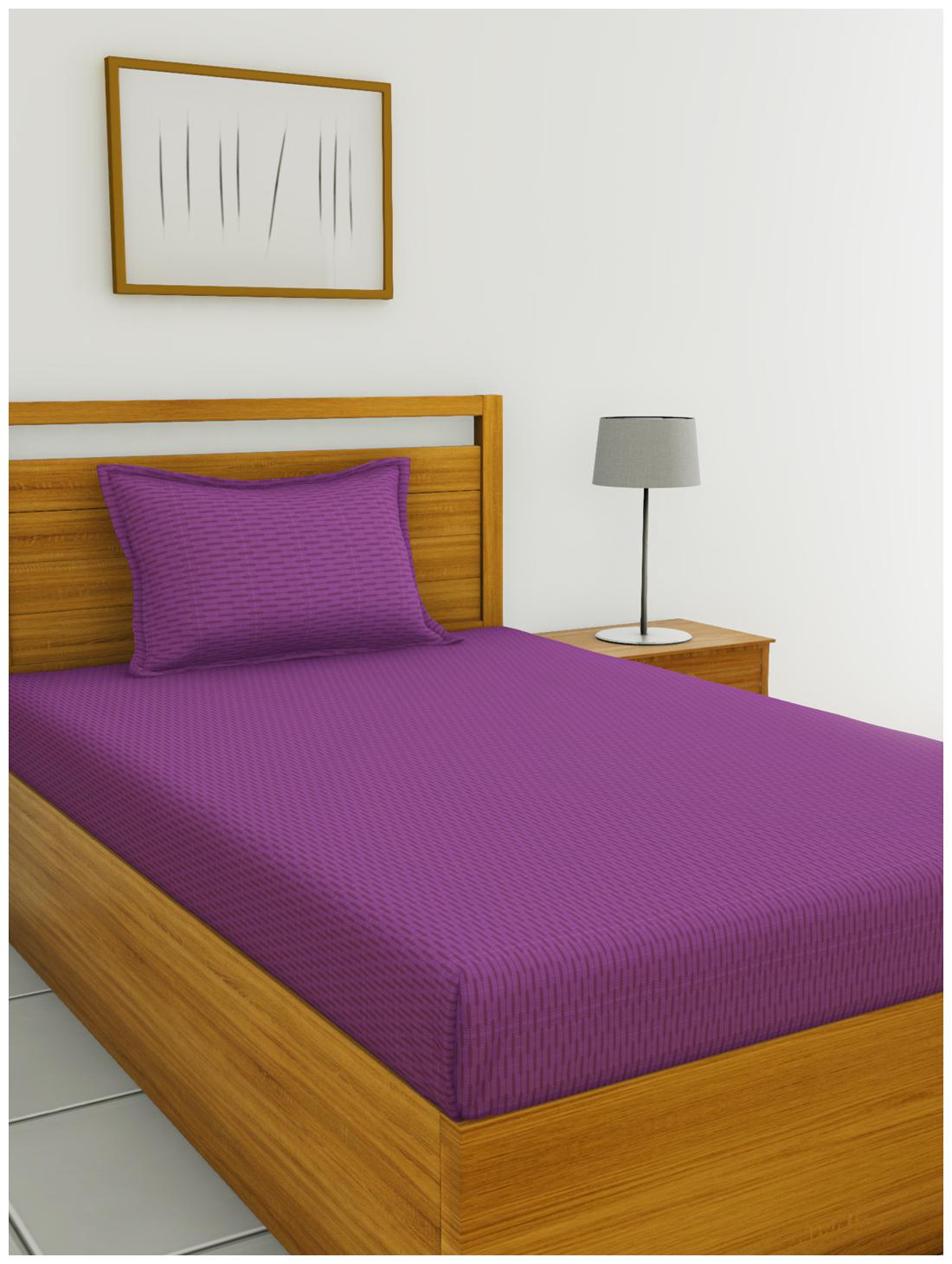 

BIANCA Cotton Abstract Single Size Bedsheet 144 TC ( 1 Bedsheet With 1 Pillow Covers Purple )
