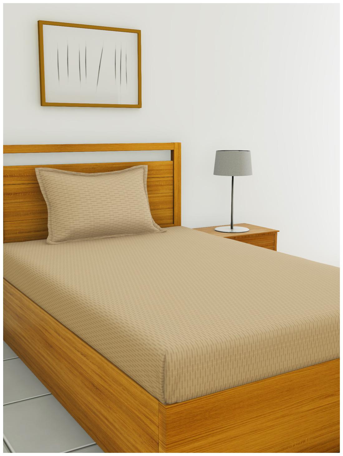 

BIANCA Cotton Abstract Single Size Bedsheet 144 TC ( 1 Bedsheet With 1 Pillow Covers Beige )