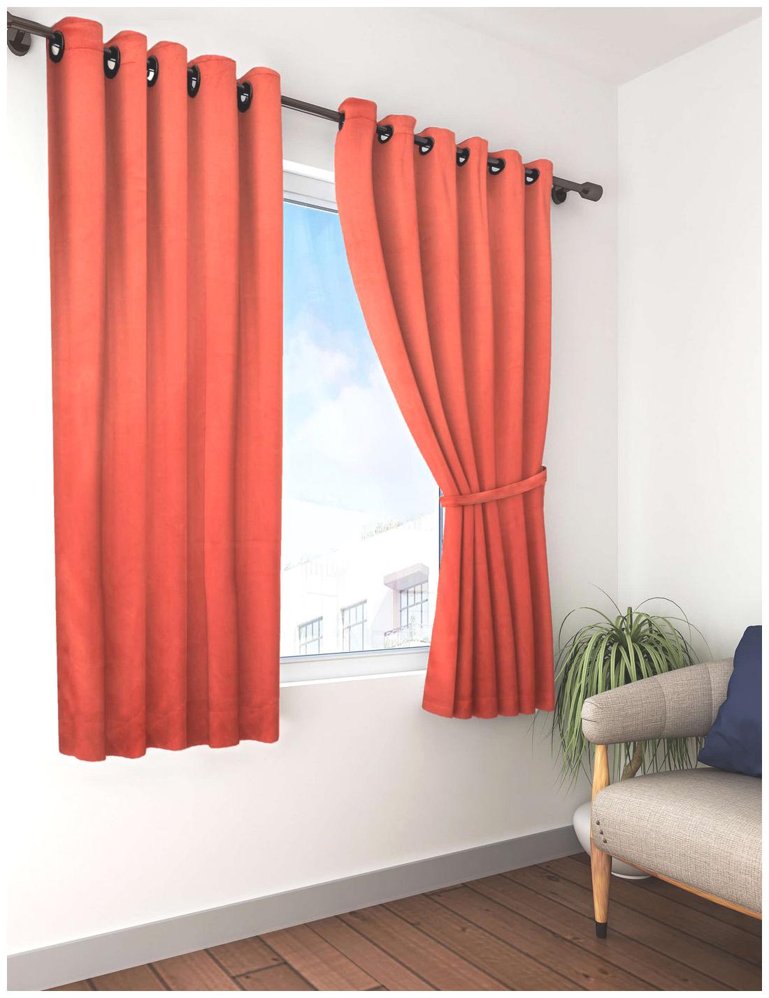 

BIANCA Polyester Window Blackout Orange Regular Curtain ( Eyelet Closure Plain )