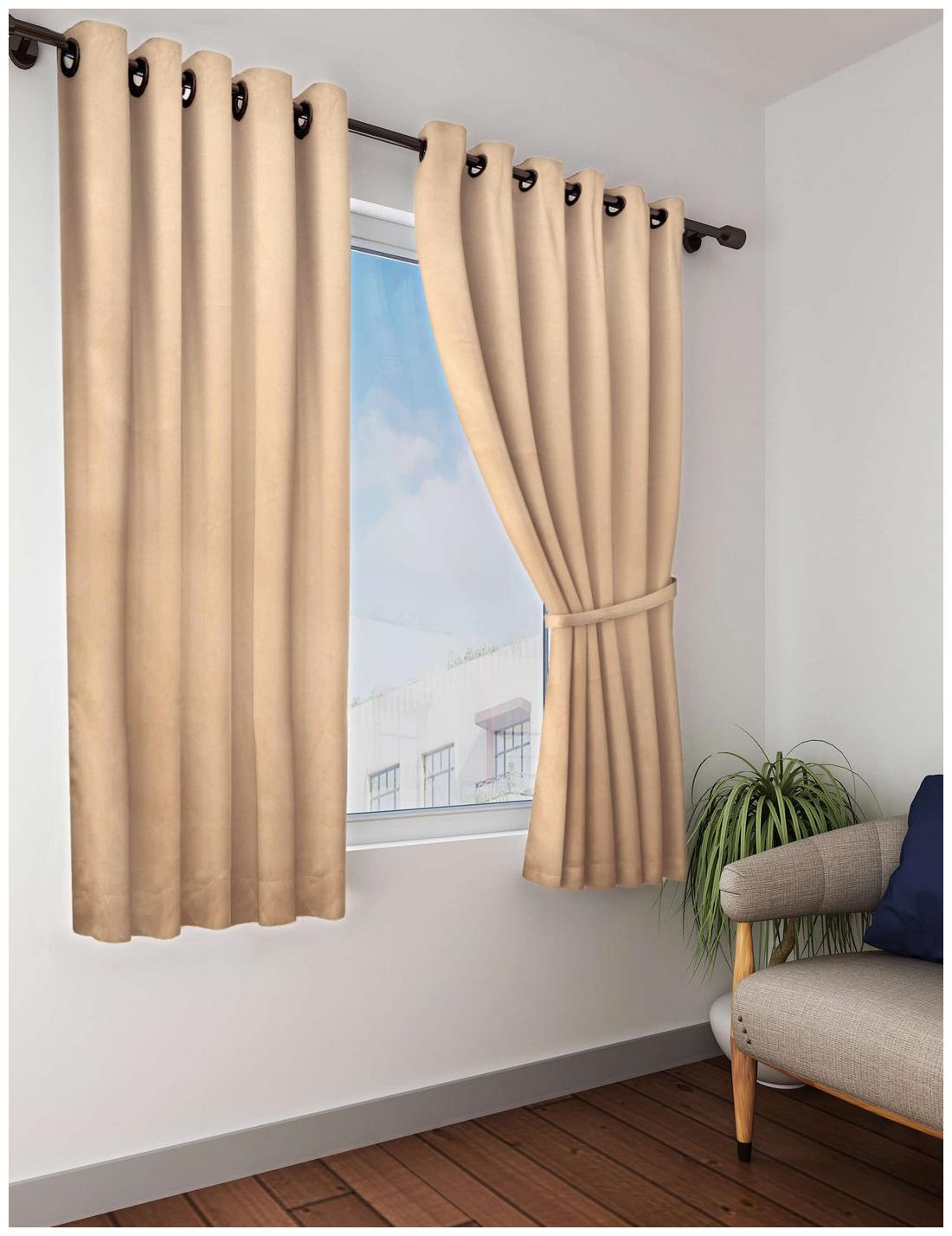 

BIANCA Polyester Window Blackout Beige Regular Curtain ( Eyelet Closure Plain )