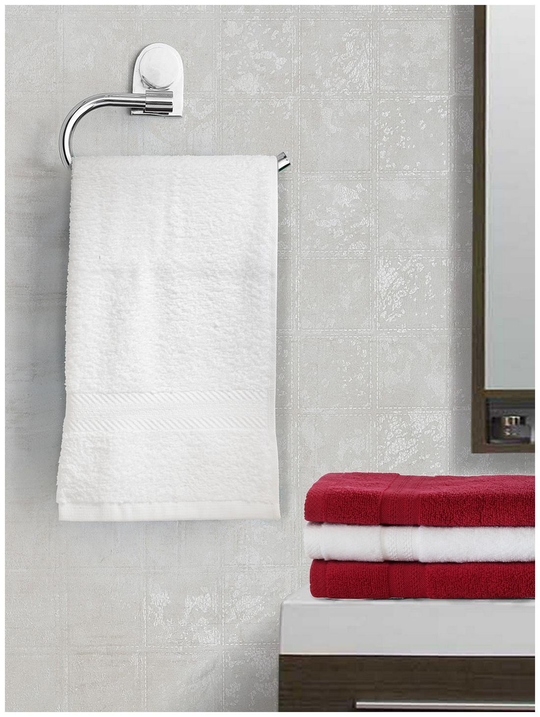 

BIANCA 500 GSM GSM Cotton Hand towel ( 4 pieces White Maroon )