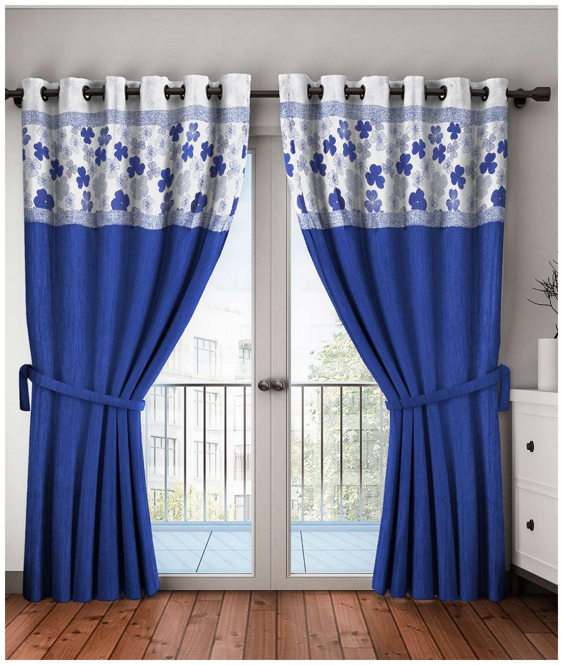 

BIANCA Polyester Door Blackout Blue Regular Curtain ( Eyelet Closure Abstract )