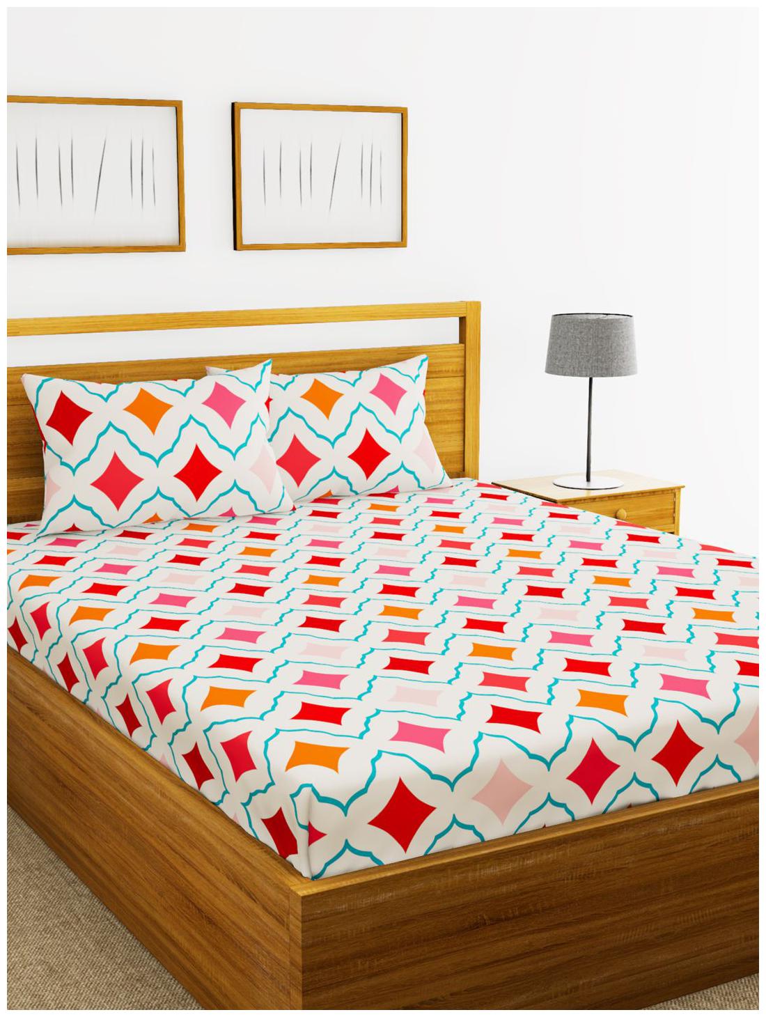 

BIANCA Microfiber Abstract King Size Bedsheet 152 TC ( 1 Bedsheet With 2 Pillow Covers Beige )