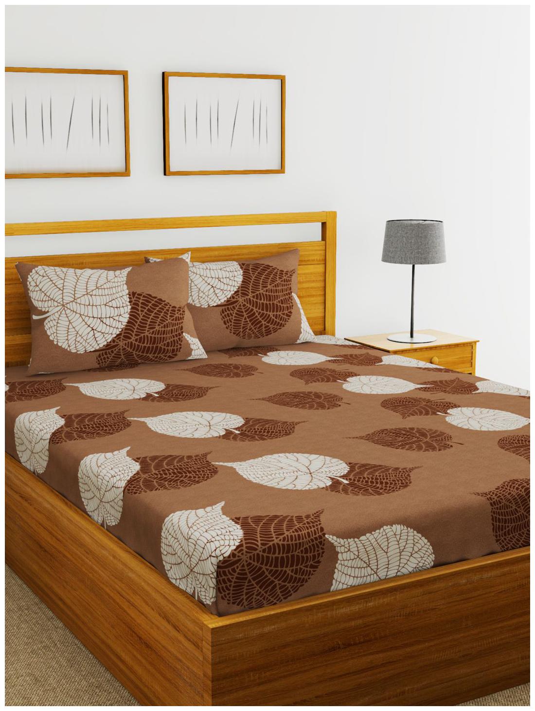 

BIANCA Microfiber Abstract King Size Bedsheet 152 TC ( 1 Bedsheet With 2 Pillow Covers Brown )