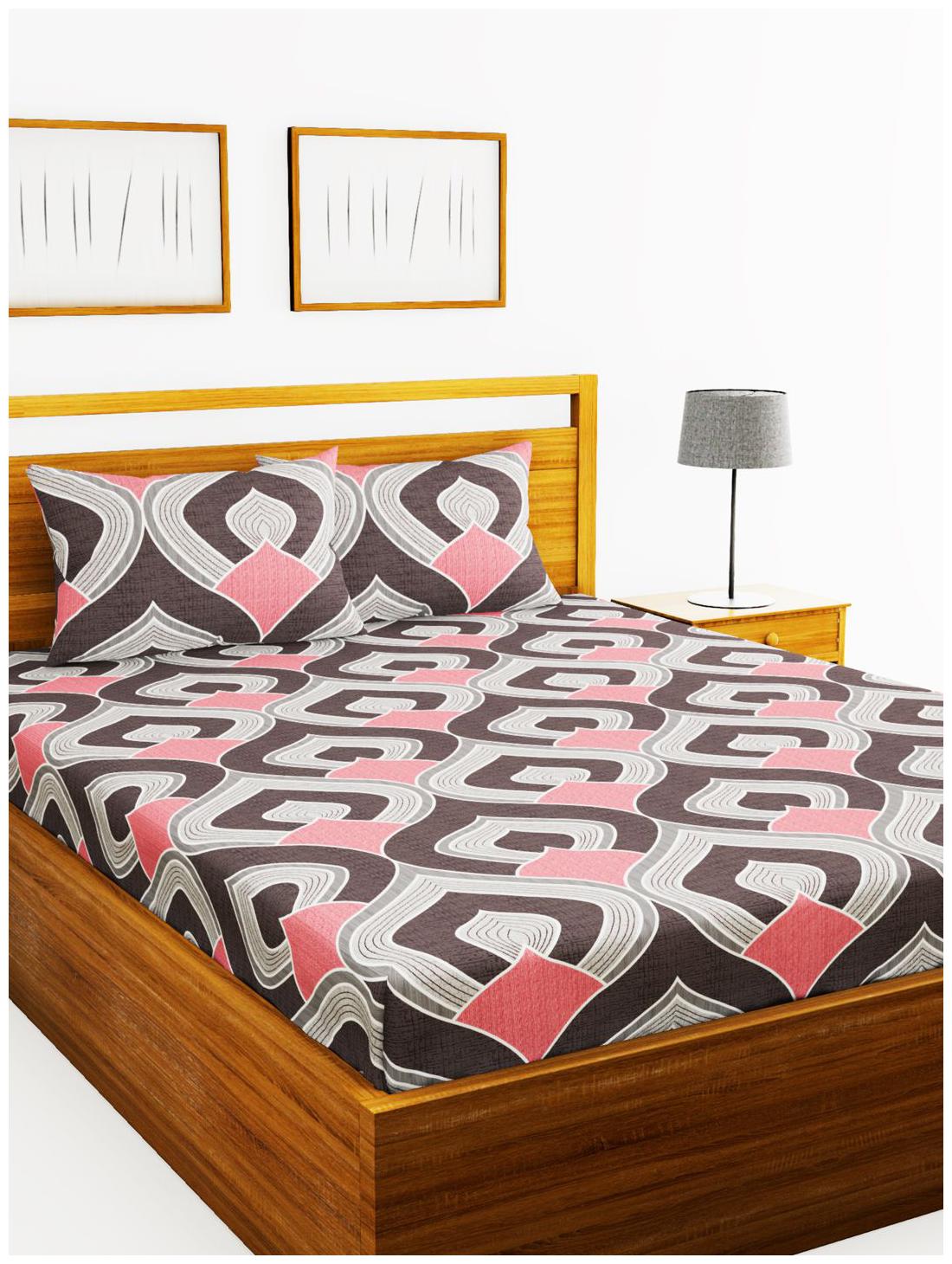 

BIANCA Microfiber Abstract King Size Bedsheet 152 TC ( 1 Bedsheet With 2 Pillow Covers Grey )