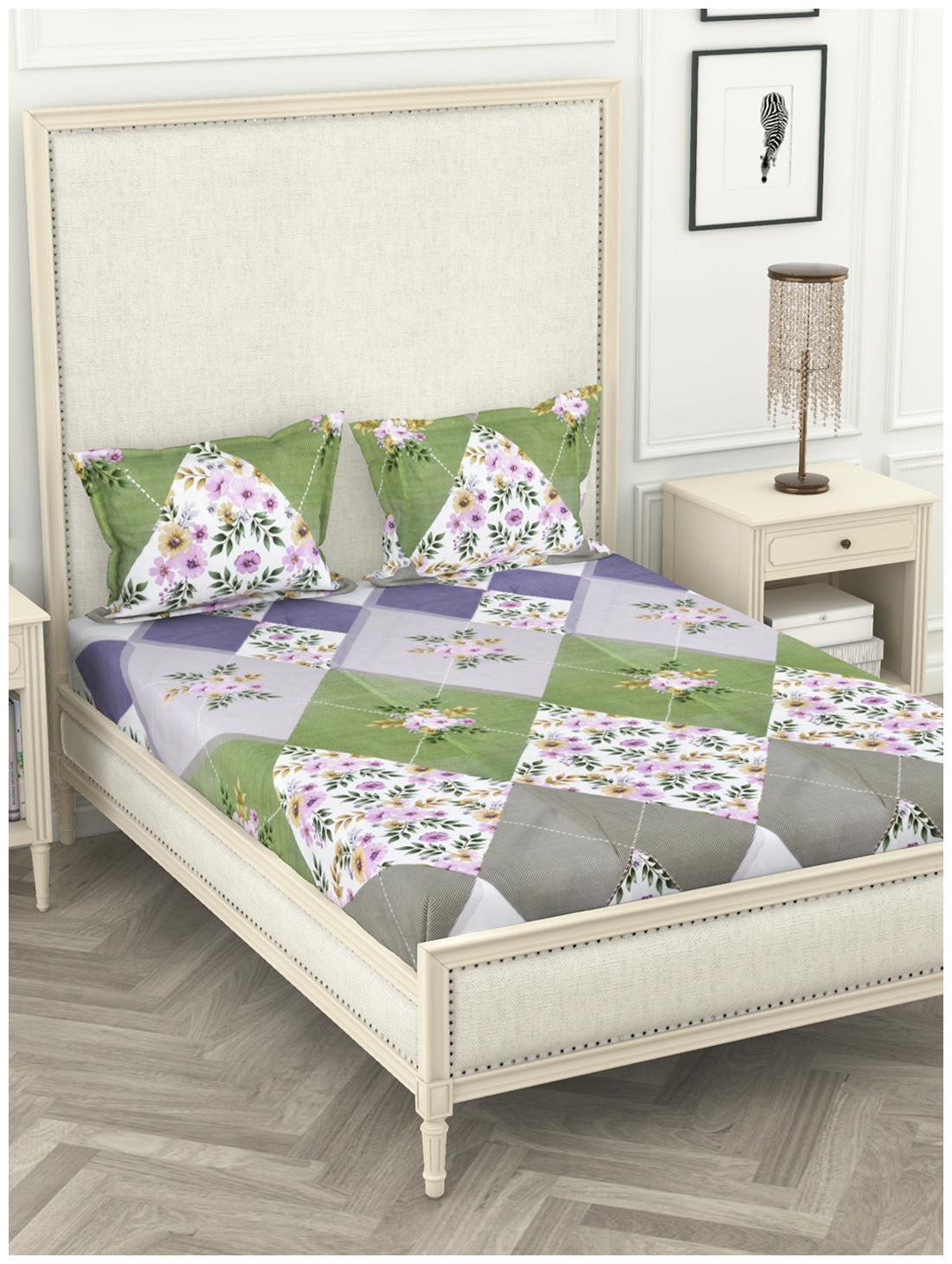 

BIANCA Microfiber Floral King Size Bedsheet 210 TC ( 1 Bedsheet With 2 Pillow Covers Off-white )