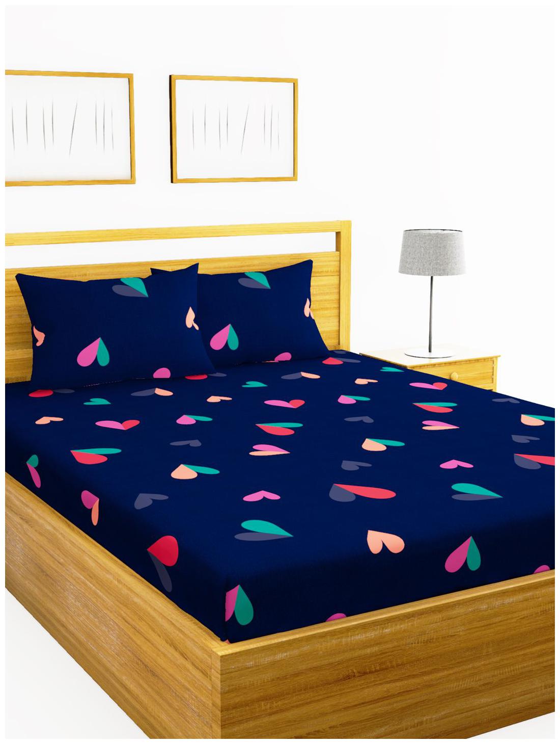 

BIANCA Microfiber Abstract King Size Bedsheet 152 TC ( 1 Bedsheet With 2 Pillow Covers Blue )