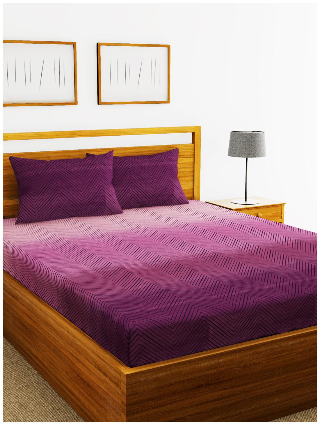 

BIANCA Cotton Abstract King Size Bedsheet 180 TC ( 1 Bedsheet With 2 Pillow Covers Purple )