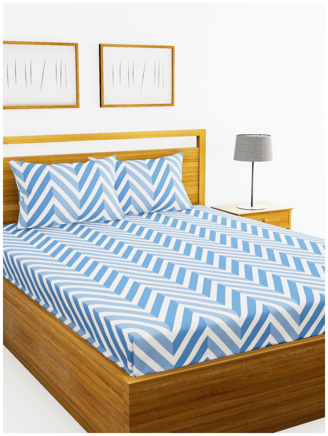 

BIANCA Microfiber Abstract King Size Bedsheet 152 TC ( 1 Bedsheet With 2 Pillow Covers Blue )