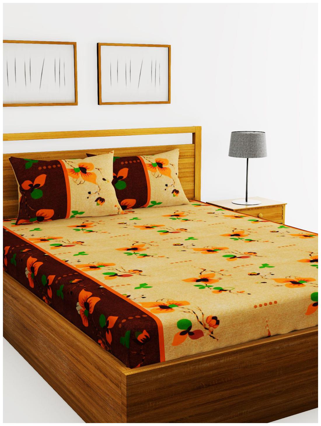 

BIANCA Microfiber Floral King Size Bedsheet 152 TC ( 1 Bedsheet With 2 Pillow Covers Beige )