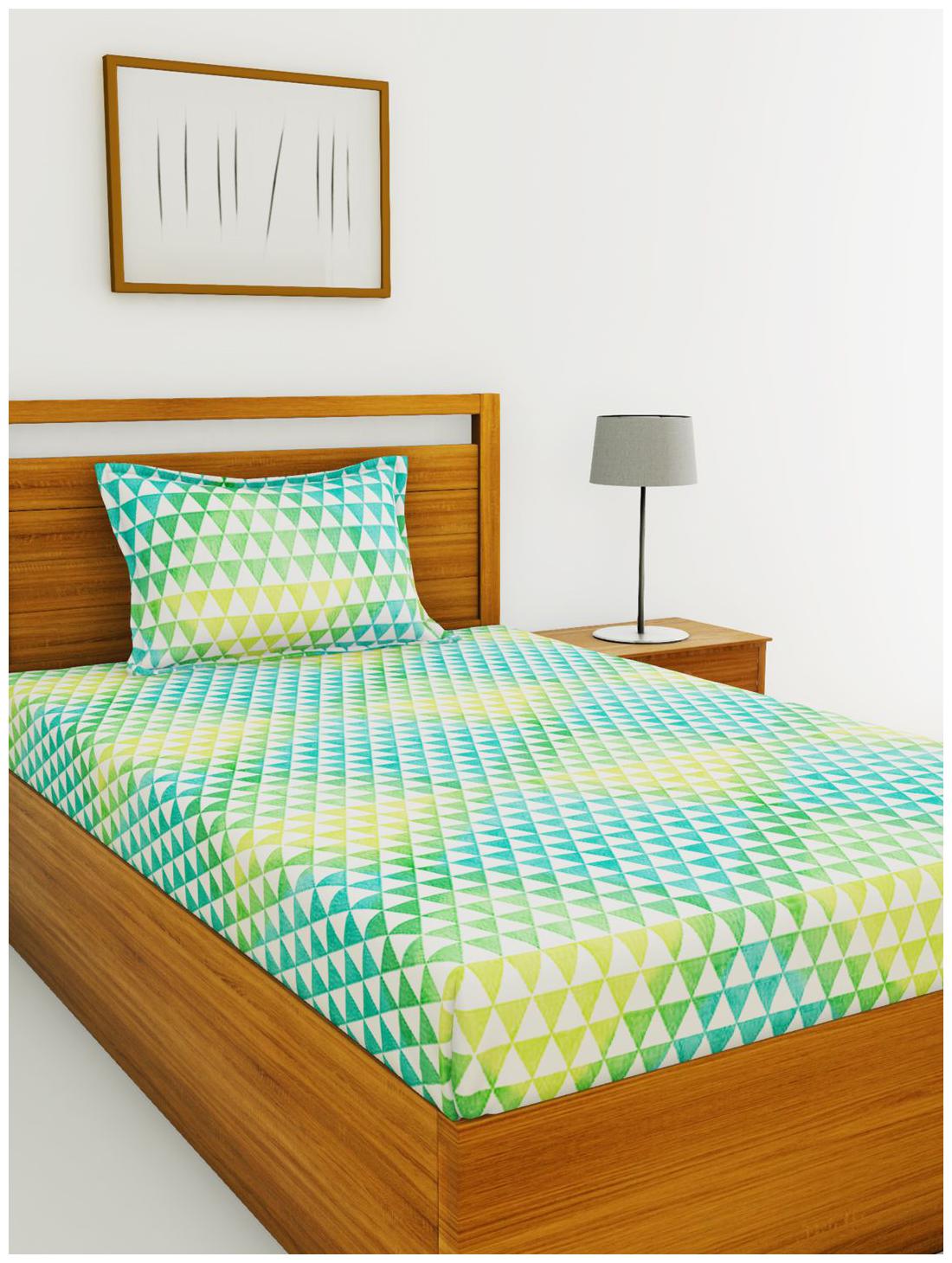 

BIANCA Cotton Abstract King Size Bedsheet 110 TC ( 1 Bedsheet With 1 Pillow Covers Green )