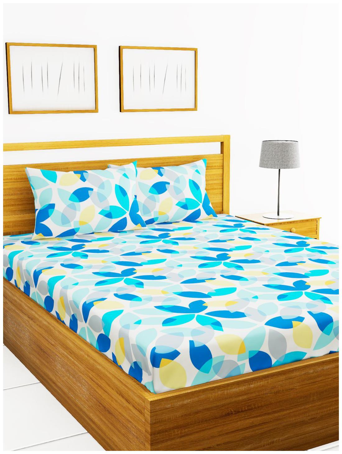 

BIANCA Microfiber Floral King Size Bedsheet 152 TC ( 1 Bedsheet With 2 Pillow Covers Blue )