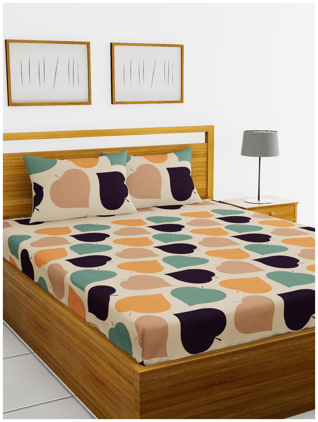 

BIANCA Microfiber Abstract King Size Bedsheet 152 TC ( 1 Bedsheet With 2 Pillow Covers Beige )