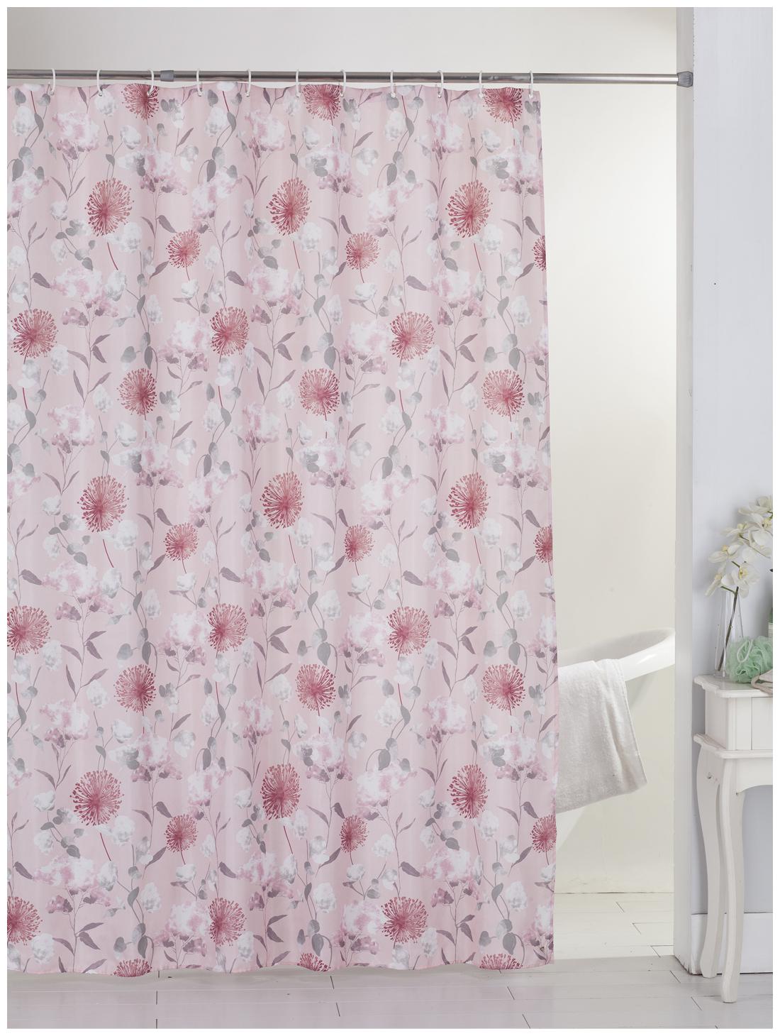 

BIANCA Polyester Door Blackout Peach Shower Curtain ( Eyelet Closure Floral )
