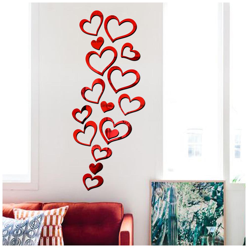 

Bikri Kendra - Love Hearts Red 16 - 3D Acrylic Mirror Wall Stickers