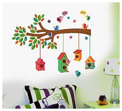 Bird House on a Branch Wall Sticker