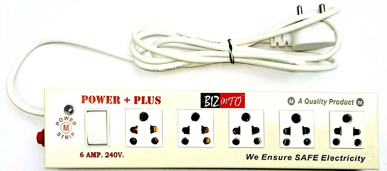 

Bizinto Three Pin White Extension Board ( 2 5 m 5 Socket 5 Switches)
