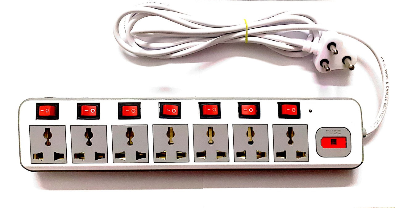 

Bizinto Three Pin Multi Extension Board ( 2 5 m 7 Socket 7 Switches)
