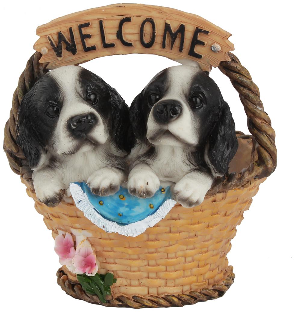 

BKB Aesthetic Home Solutions Twin Dog in Basket Welcome Showpiece