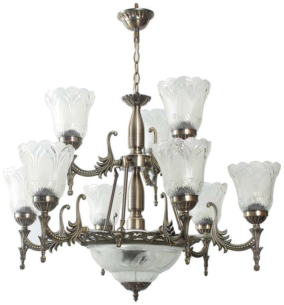 

BKB Aesthetic Home Solutions White Glass Antique Chandelier With 12 Lamps