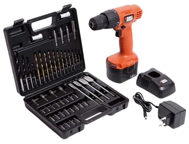 Black & Decker CD121K50Black & Decker Red Cordless Drill With Keyless Chuck And 50 pcs Tool Kit
