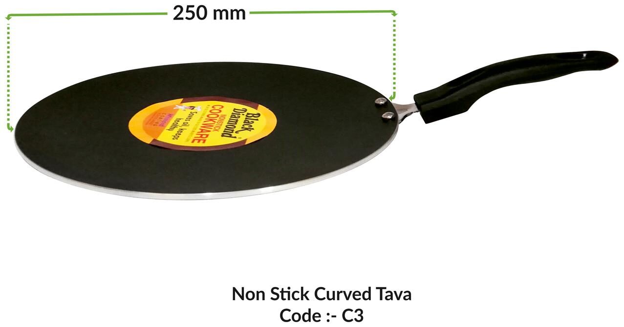 

Black Diamond 3 6 mm Non- Stick Curved Tava with Bakalite Handle