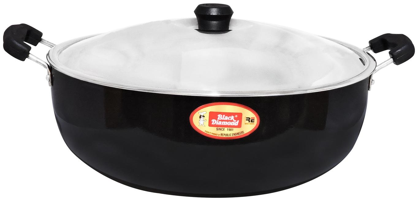 

Black Diamond 3 6 mm Non- Stick Kadai with lid with Bakalite Handle