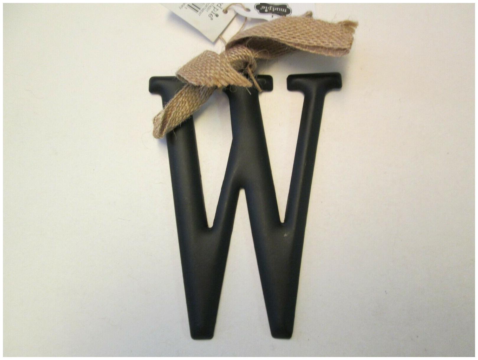 

Black Tin Initial by Mud Pie Letter U V W or Y NWT
