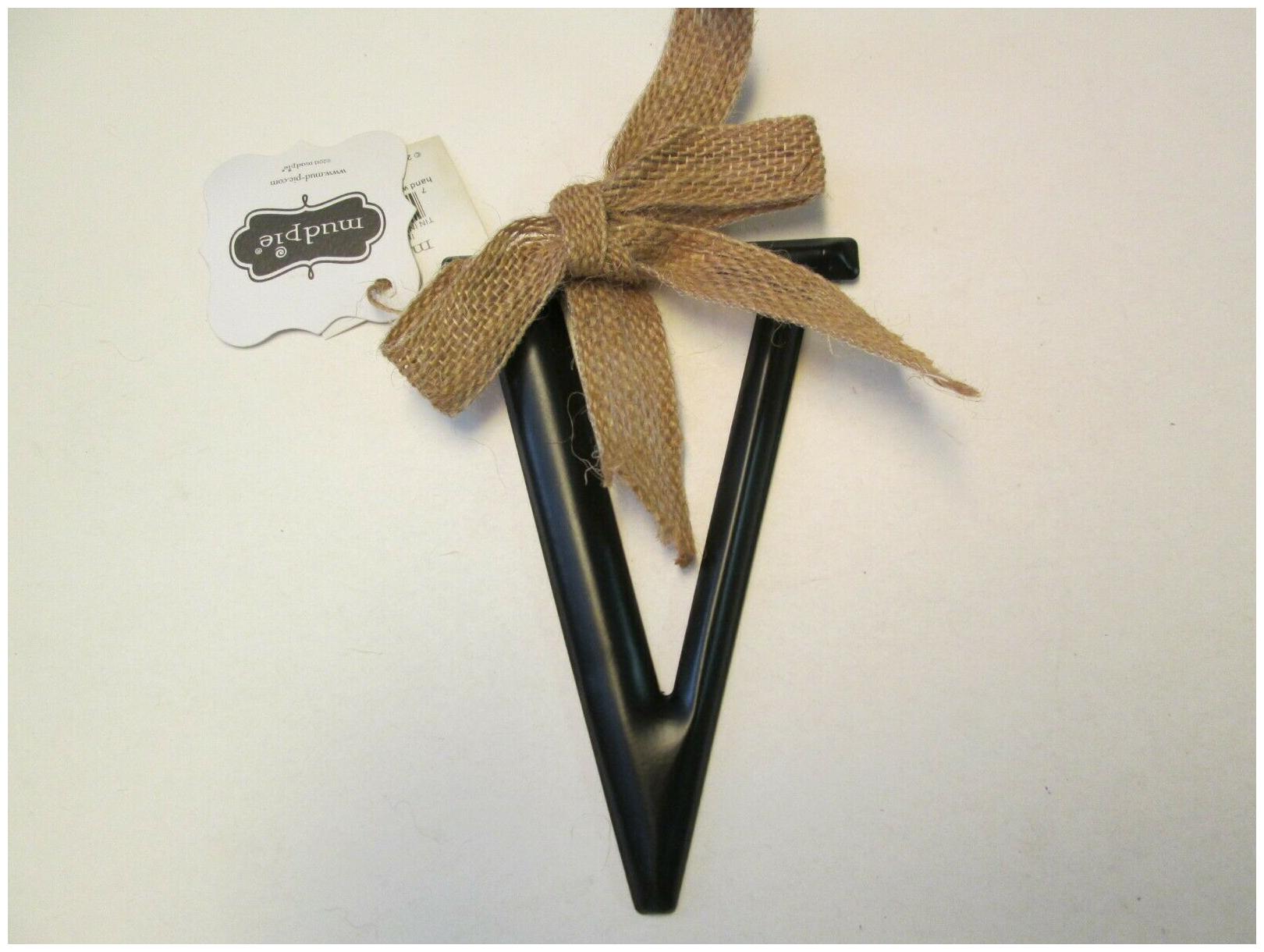 

Black Tin Initial by Mud Pie Letter U V W or Y NWT