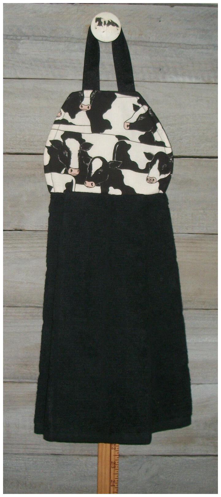 

Black White Cows Packed Vintage Hanging Kitchen Oven Fridge Hand Dishtowel