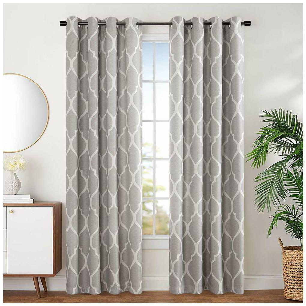 

Blackout Curtains for Bedroom Moroccan Tile Design Linen Textured 2 Panels