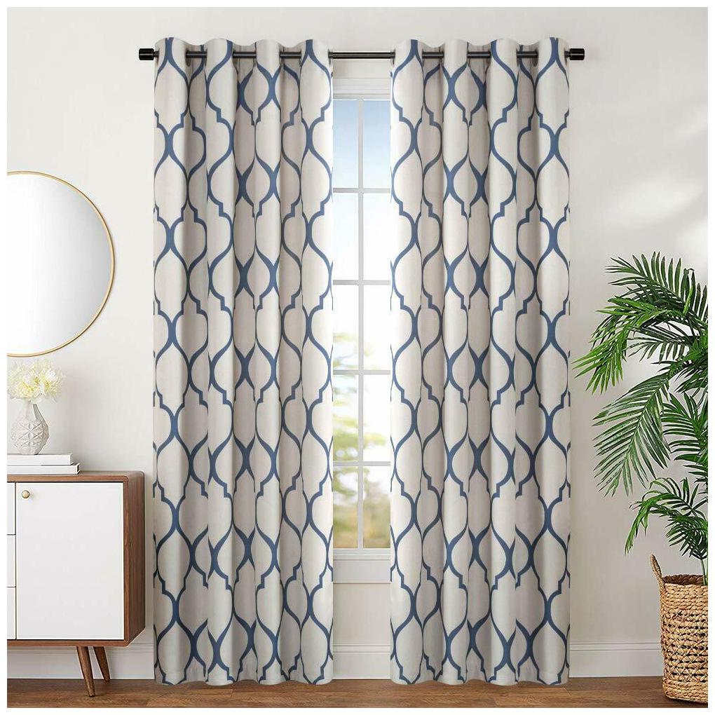 

1 Panel Blackout Curtains For Bedroom Moroccan Tile Linen Textured Drapes