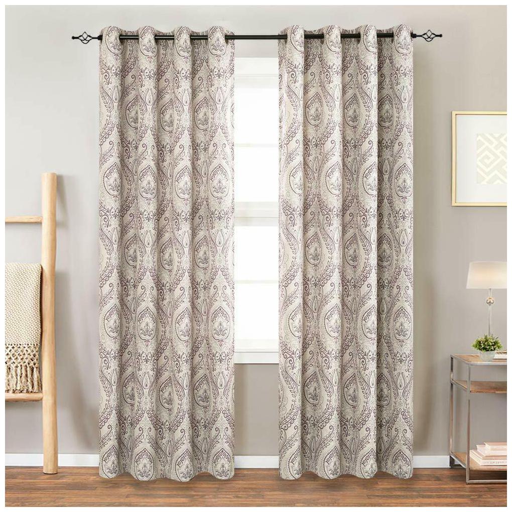 

JINCHAN Blackout Curtains Drapes Eyelet Ring Up Vintage Linen Blend 2 Panels