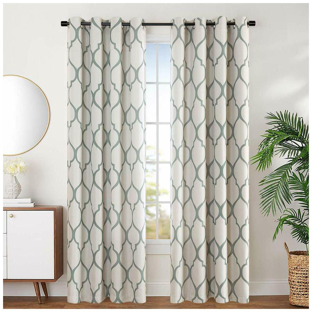 

1 Panel Blackout Curtains For Bedroom Moroccan Tile Linen Textured Drapes