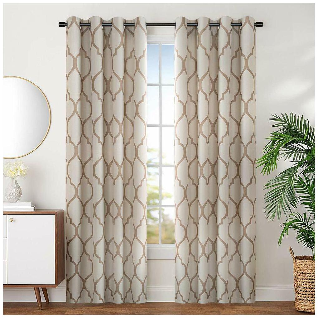 

1 Panel Blackout Curtains For Bedroom Moroccan Tile Linen Textured Drapes