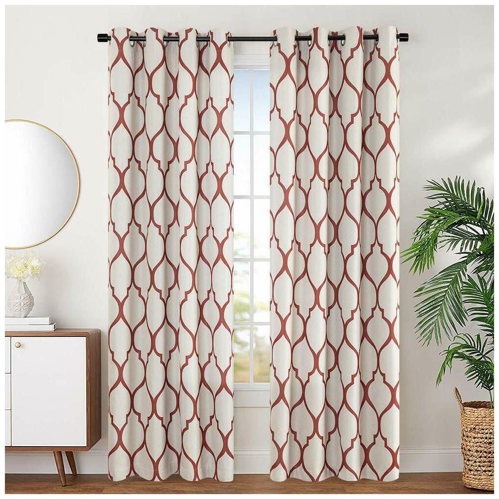 

1 Panel Blackout Curtains For Bedroom Moroccan Tile Linen Textured Drapes