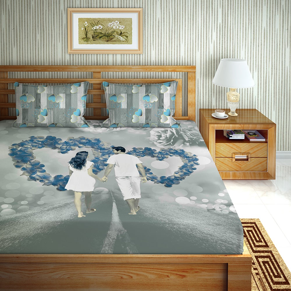 

Bella Casa Cotton Printed King Size Bedsheet 144 TC ( 1 Bedsheet With 2 Pillow Covers Green )
