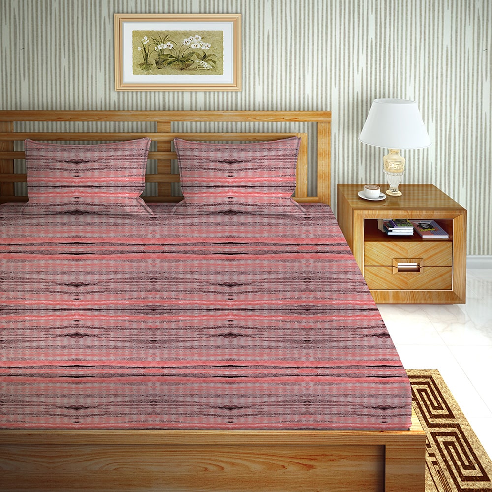 

Bella Casa Cotton Printed King Size Bedsheet 144 TC ( 1 Bedsheet With 2 Pillow Covers Pink )